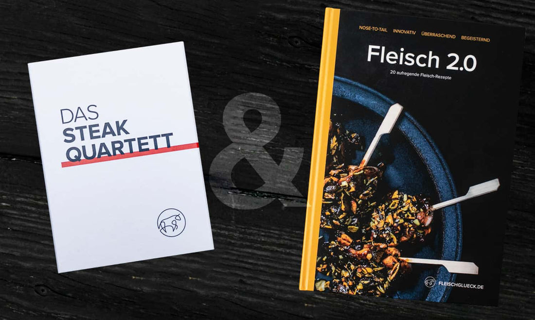 Fleischglück Doppelpack: Steak Quartett + Kochbuch