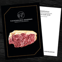 Gedruckte Gutschein-Karte für eine Steakschule