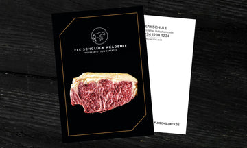 Gedruckte Gutschein-Karte für eine Steakschule